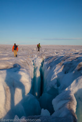 Scientists hiking across Humboldt Glacier