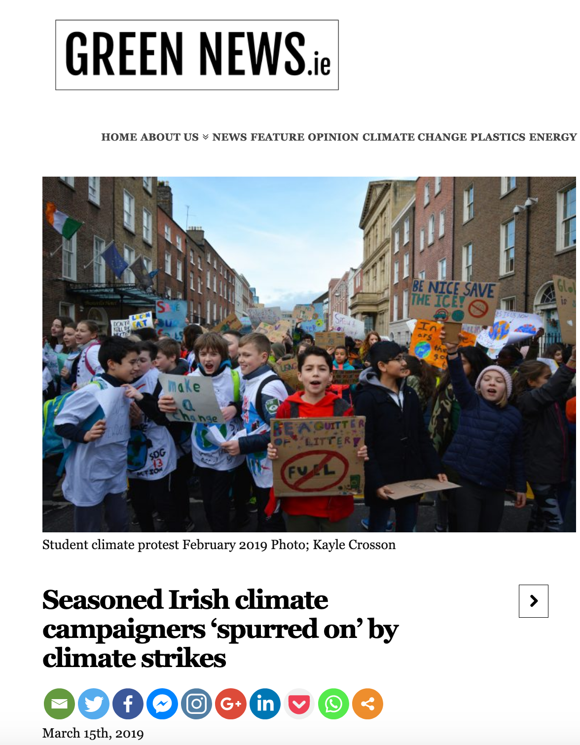 Seasoned Irish climate campaigners ‘spurred on’ by climate strikes